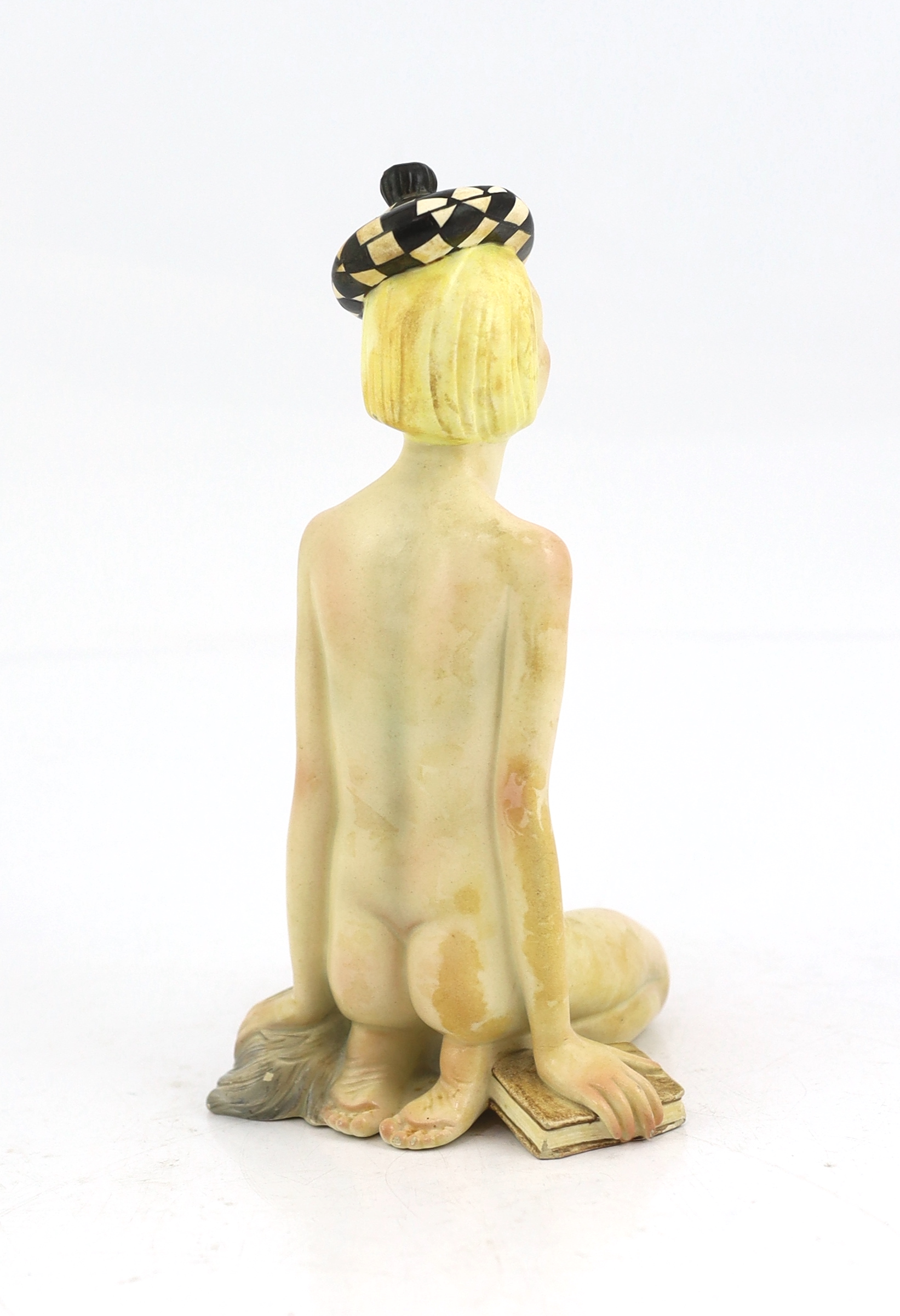 Elena König Scavini For Lenci of Torino, an Art Deco nude female figure with a dog, discolouration